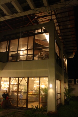 See through walls of the restaurant.