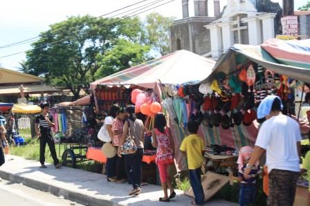 Stalls outside the church.