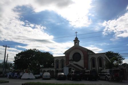 The church's facade from across the highway.