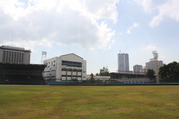 The whole expanse of the baseball field.