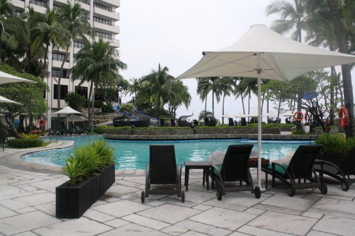 The poolside.