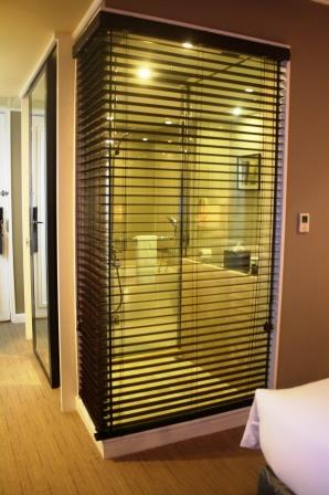 See-through shower.
