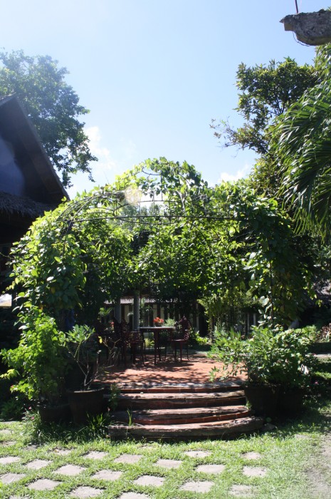 A canopied garden set.