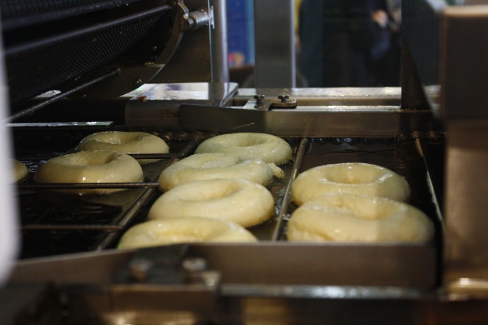 1. Fresh doughs on their way to be baked.