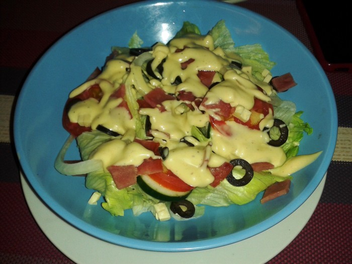 The delectable Imbiss salad is a great way to start a hearty meal.
