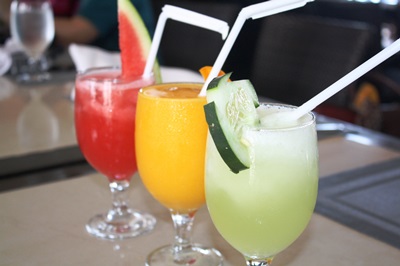 Fresh fruit shakes and juices.