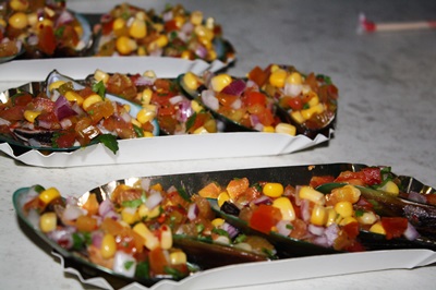 Steamed mussels.