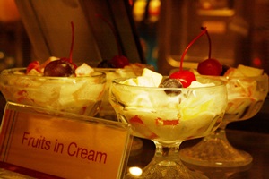 Fruits in Cream for dessert.