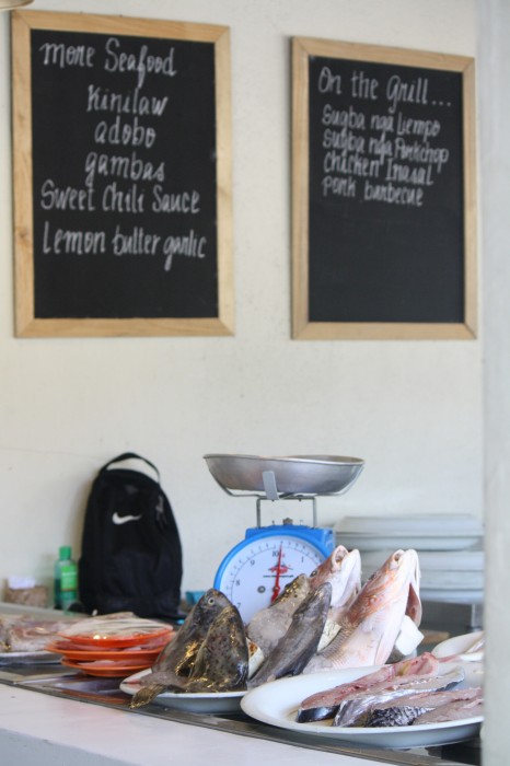 Fresh seafood by the entrance.