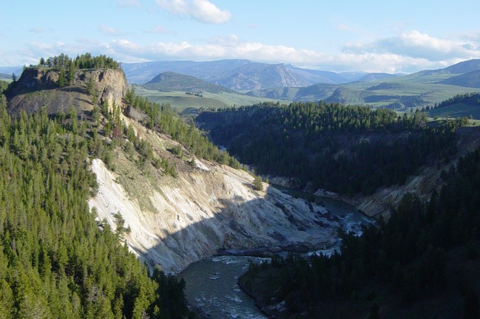 "Calcite Springs in Yellowstone" by Daniel Mayer - Own work. Licensed under CC BY-SA 3.0 via Wikimedia Commons